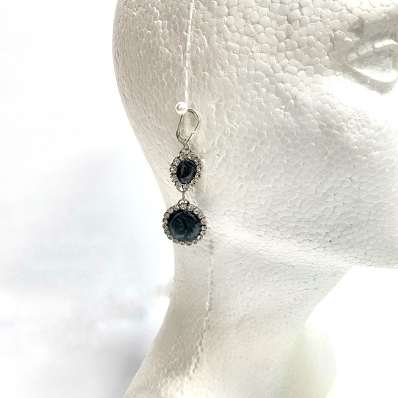 HANDMADE Elegant Formal Resin Rhinestone Drop Earrings on Leverback Earwire - Picture 10 of 10